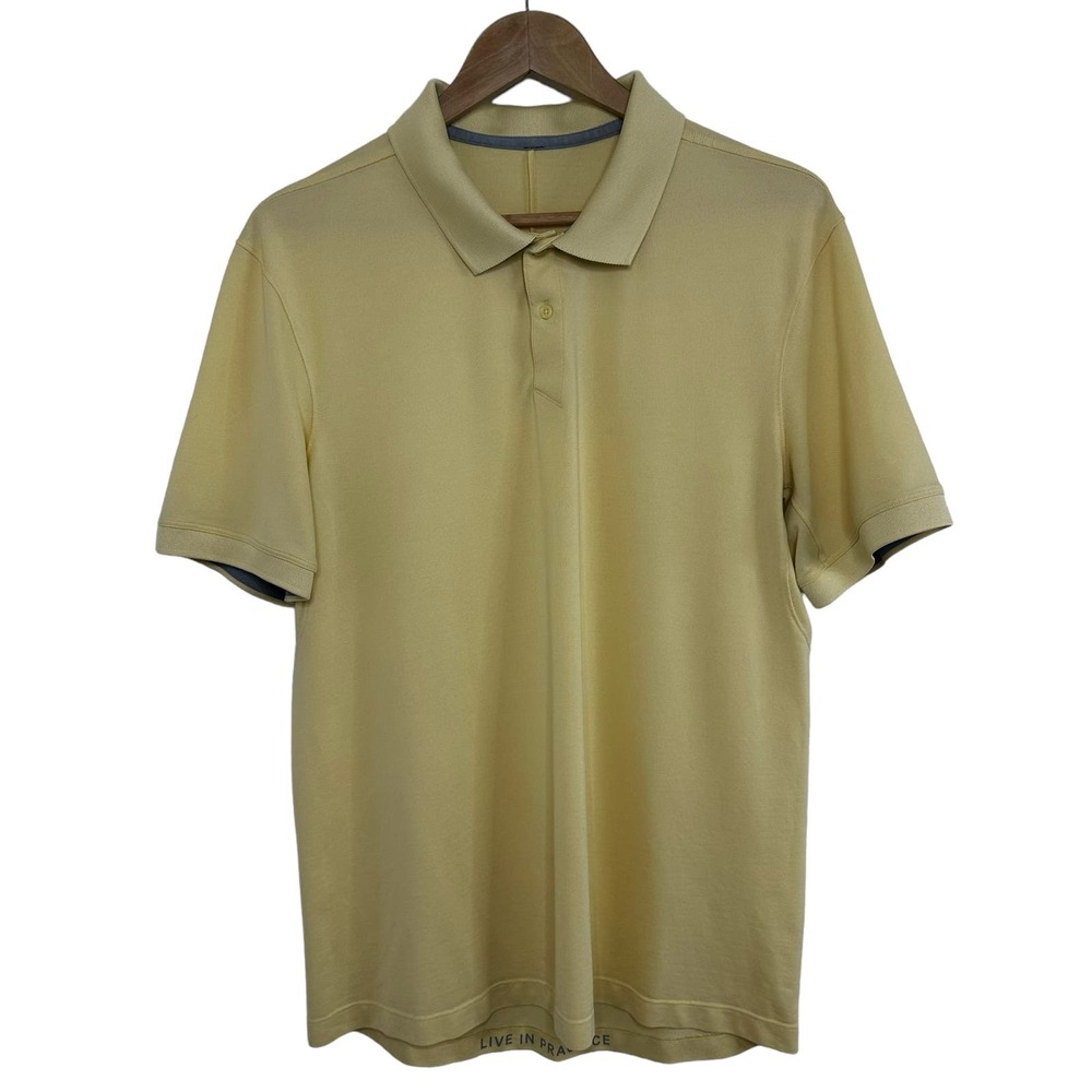 Lululemon Tech Pique Polo Short Sleeve Yellow Shirt Size Large Underarm Vents